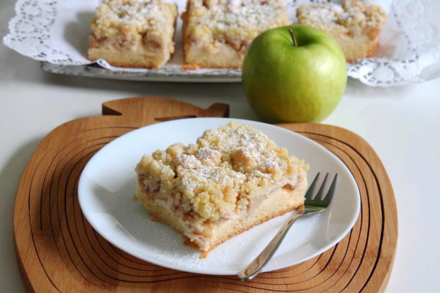 Rezept Apfelkuchen Mit Streusel Und Pudding Vom Blech ~ Omas ...
